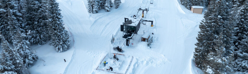 Workers use shovels to remove a record-breaking amount of snow from the Sundance chairlift at Eldora Mountain on March 15, 2024. (Cullen McHale, Eldora Mountain)