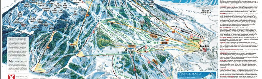 Bản đồ đường trượt tuyết Crested Butte, năm 2018-19