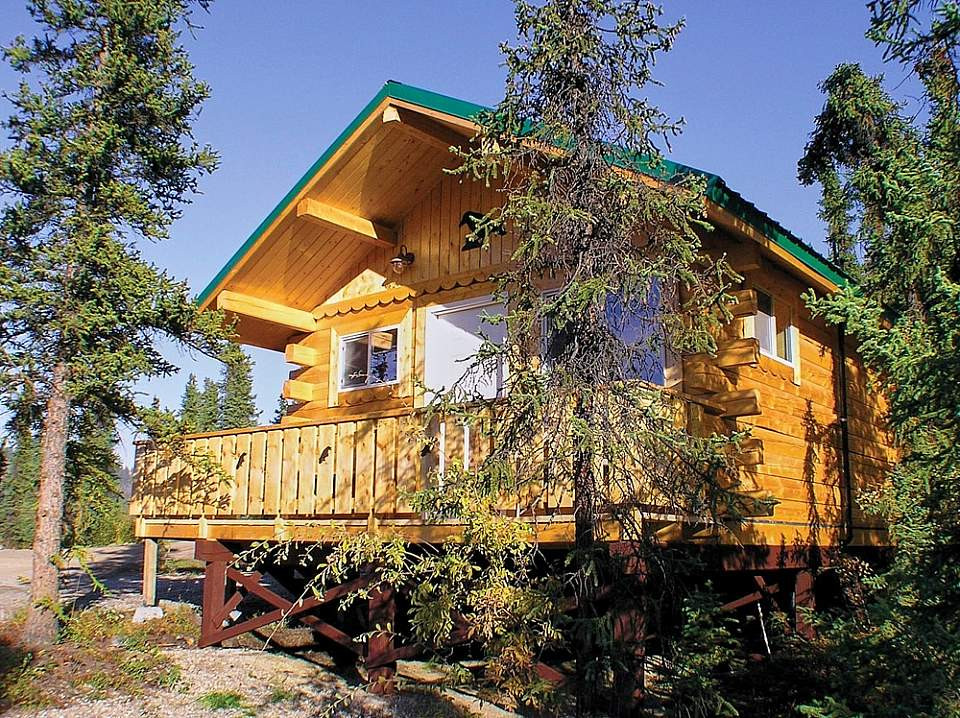 Cabin ấm cúng tại Denali Grizzly Bear Resort mang đến sự riêng tư và tiện nghi cho du khách