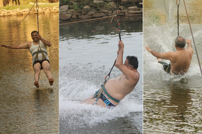 Girish, Vasanth và Venky vui vẻ chơi zipline