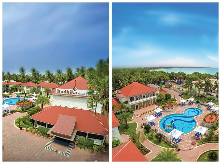 Radhika Beach Resort với kiến trúc sang trọng và khuôn viên xanh mát