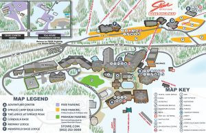 Stowe Mountain Resort nhìn từ trên cao với tuyết phủ trắng xóa